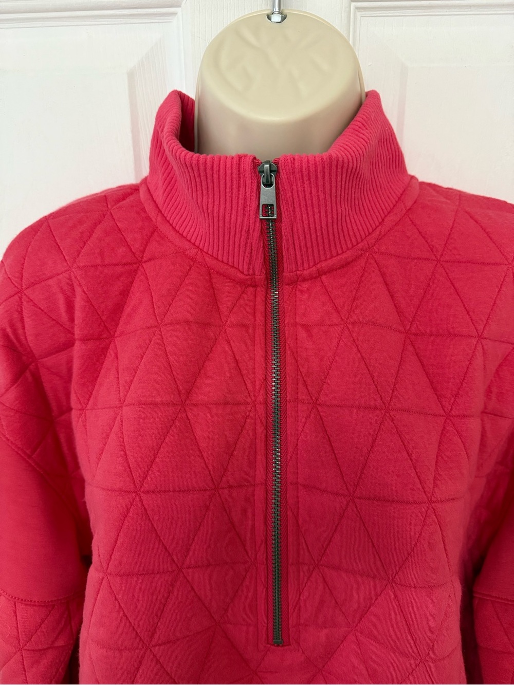 EVEREVE Pink Quilted Half Zip Pullover Sweatshirt Mock Neck Medium - Picture 5 of 13